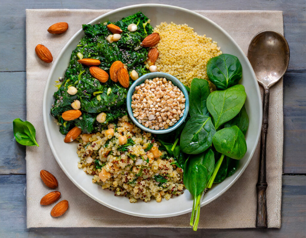 Les meilleurs éléments contenant du magnésium à effet immédiat comme des épinards, lentilles, quinoa, amandes...