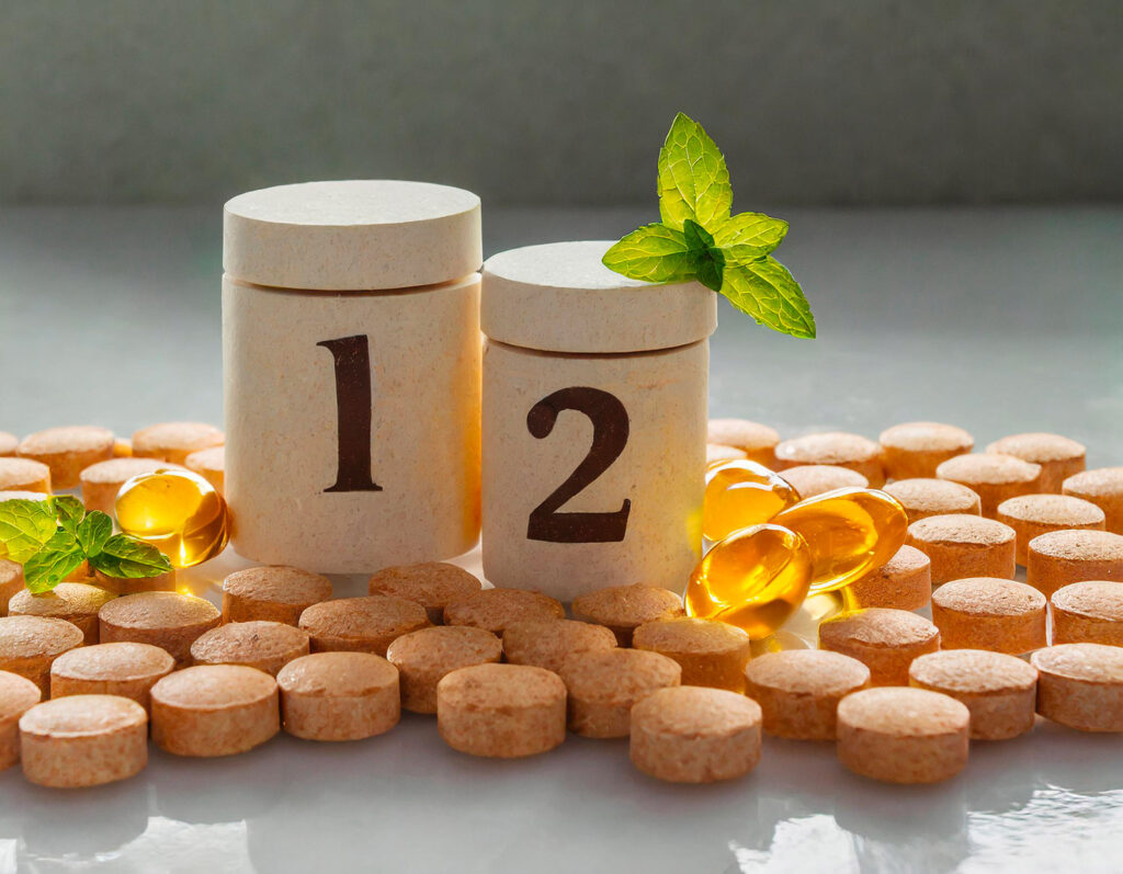 Vitamines B12 en médicament et huile