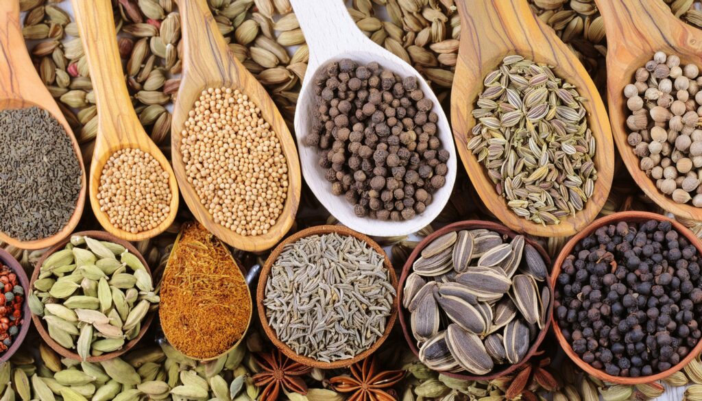 Mélange de : Persil plat, Basilic, Menthe, Cerfeuil, Estragon, Aneth, Ciboulette, Feuilles de fenouil, Feuilles de carvi, Oseille pour remplacer les graines de coriandre