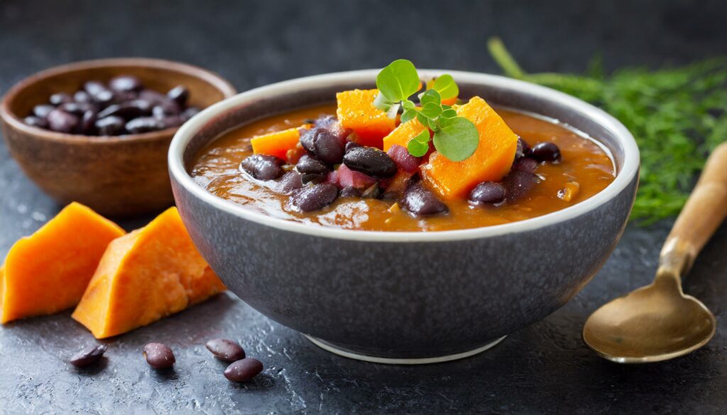 Recette : Soupe de haricots noirs et patate douce
